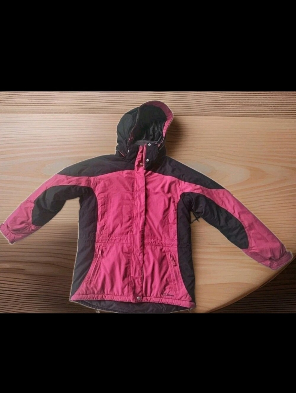 L.L. Bean Pink and Black Woman' Ski Jacket with Hood